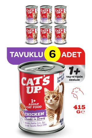Cats Up Yaş Yetişkin Kedi Maması Tavuklu 415gr 6Lı - Görsel 1
