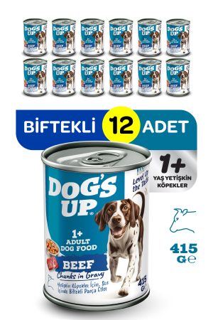 Dogs Up Yaş Yetişkin Köpek Maması Biftekli 415gr 12Li - Görsel 1