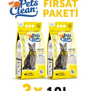 Pets Clean Kedİ Kumu Natural (Kokusuz) 10Lt 2Li - Görsel 1