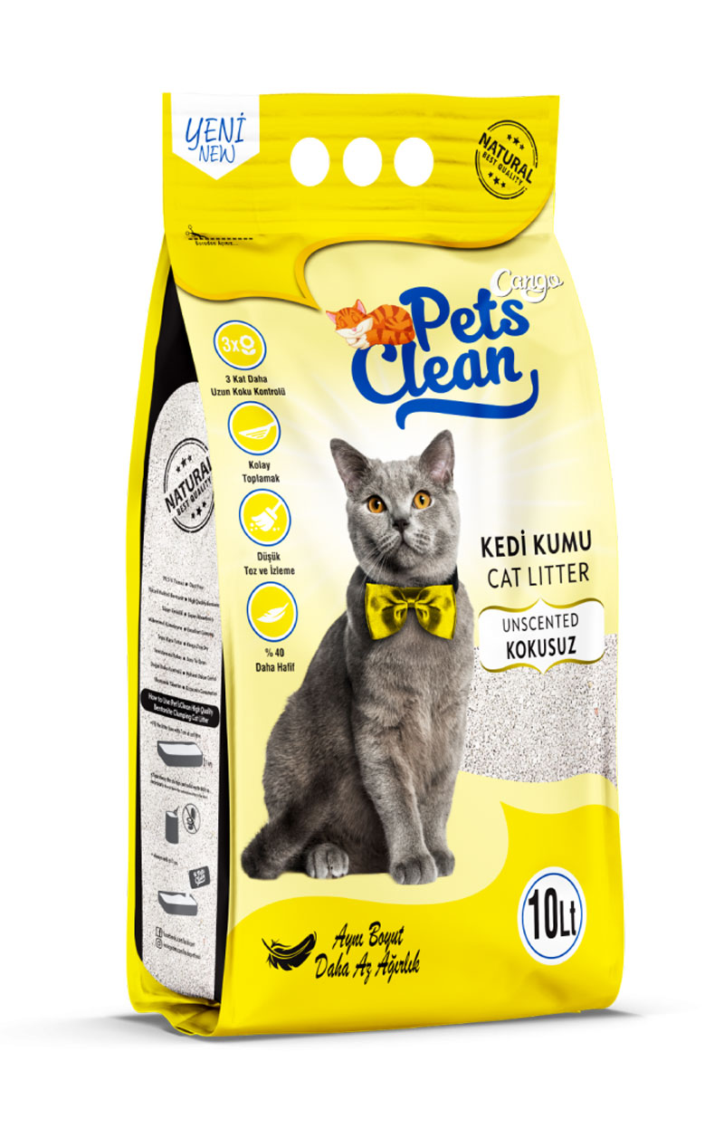Pets Clean Kedİ Kumu Natural (Kokusuz) 10LT - Görsel 1