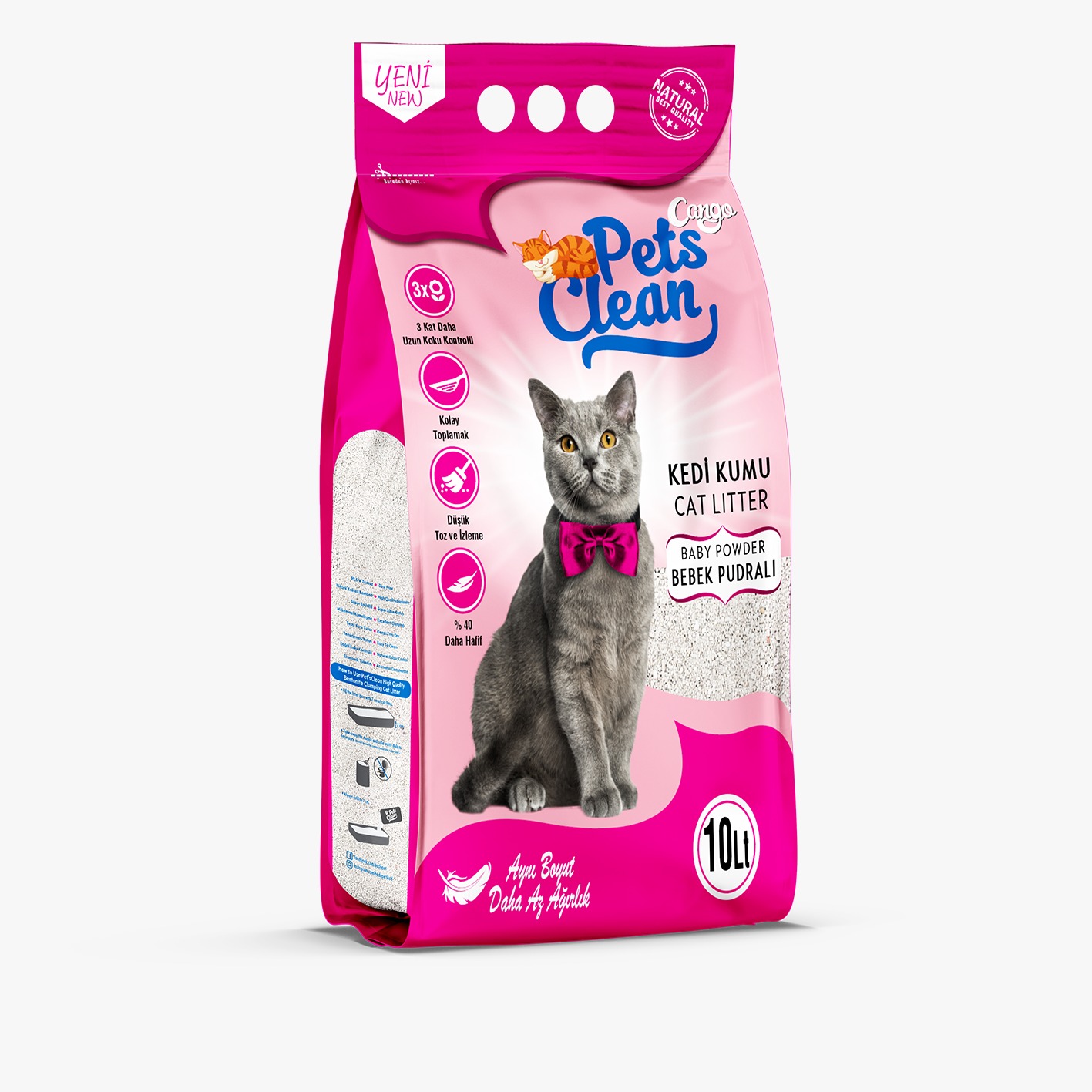 Pets Clean Kedi Kumu Pudralı 10Lt - Görsel 1