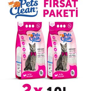 Pets Clean Kedi Kumu Pudralı 10Lt 2Li - Görsel 1