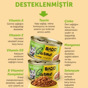 BADO GURME YAŞ YETİŞKİN KEDİ MAMASI HİNDİ ETLİ 85 GR - Görsel 7