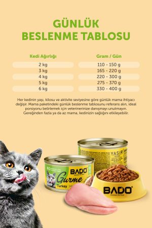 Bado Gurme Yaş Yetişkin Kedi Maması Hindi Etli 85 Gr 36 Adet - Görsel 9