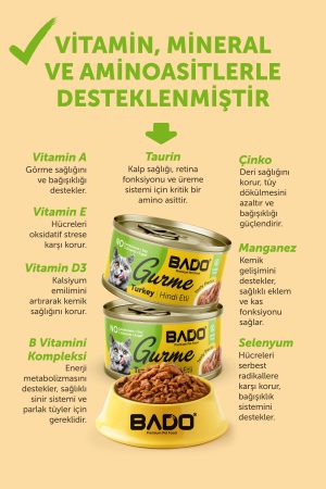 BADO GURME YAŞ YETİŞKİN KEDİ MAMASI HİNDİ ETLİ 85 GR 12 ADET - Görsel 8