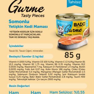 BADO GURME YAŞ YETİŞKİN KEDİ MAMASI SOMONLU 85 GR - Görsel 6