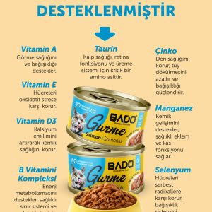 BADO GURME YAŞ YETİŞKİN KEDİ MAMASI SOMONLU 85 GR 36 ADET - Görsel 8