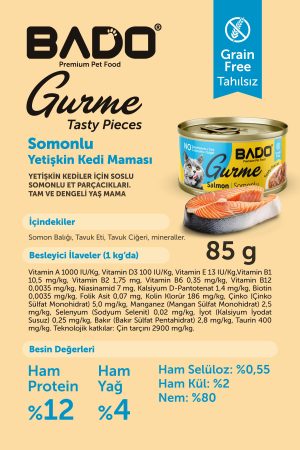BADO GURME YAŞ YETİŞKİN KEDİ MAMASI SOMONLU 85 GR 36 ADET - Görsel 7