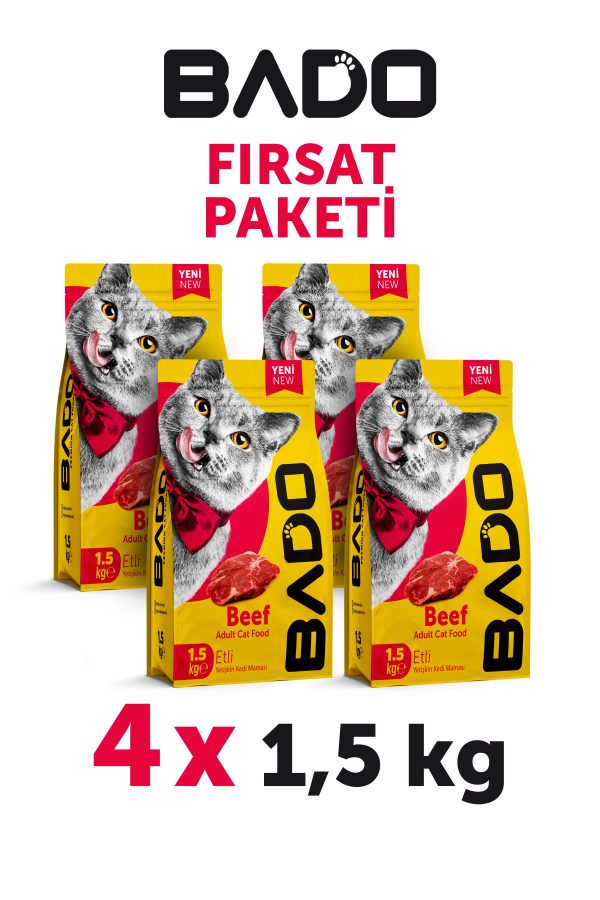 Bado Yetişkin Kedi Maması Etli Biftekli 1,5 Kg 4'lü