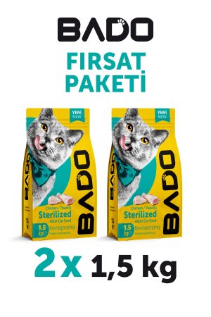 Bado Kısırlaştırılmış Yetişkin Kedi Maması Tavuk Etli 1,5 Kg 2'li - Görsel 2