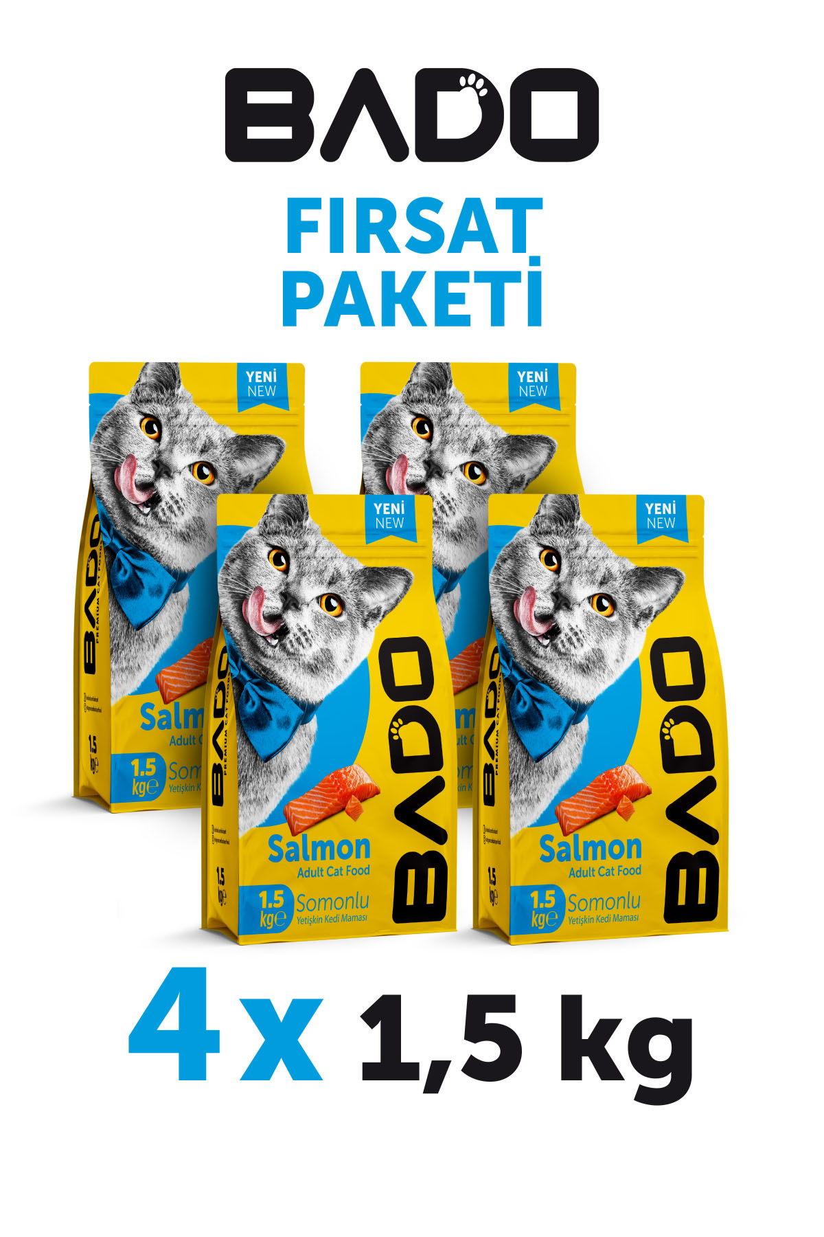 Bado Yetişkin Kedi Maması Somonlu 1,5 Kg 4