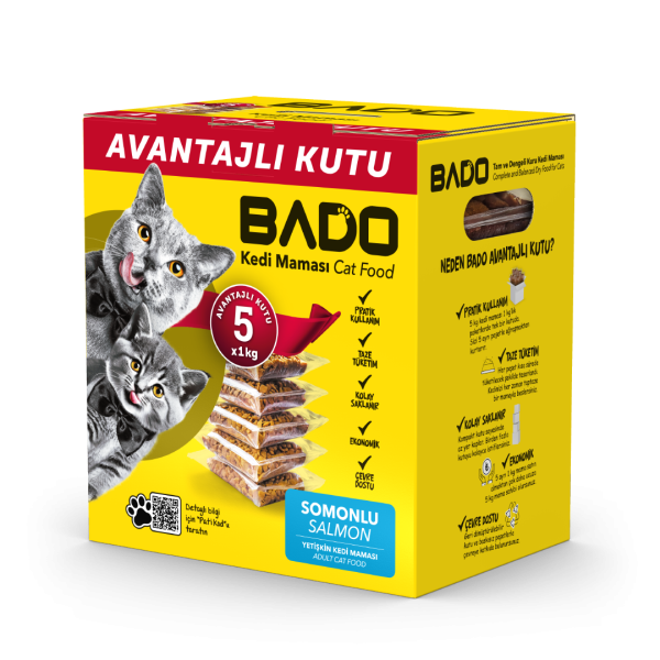 Bado Yetişkin Kedi Maması Somonlu 5x1kg
