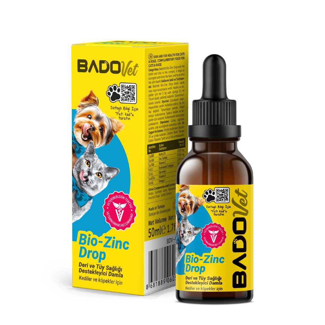 Bado Bio-Zinc Drop Kedi Ve Köpekler İçin Deri ve Tüy Sağlığı Destekleyici Damla 50 ML - Görsel 2