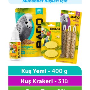 Bado Kuş Tanışma Paketi 4lü(Yem+Vitamin+Kraker+Gaga Taşı) - Görsel 2