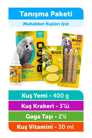 Bado Kuş Tanışma Paketi 4lü(Yem+Vitamin+Kraker+Gaga Taşı) - Görsel 2