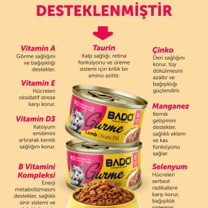 BADO GURME YAŞ YETİŞKİN KEDİ MAMASI KUZU ETLİ 85 GR 12 ADET - Görsel 8