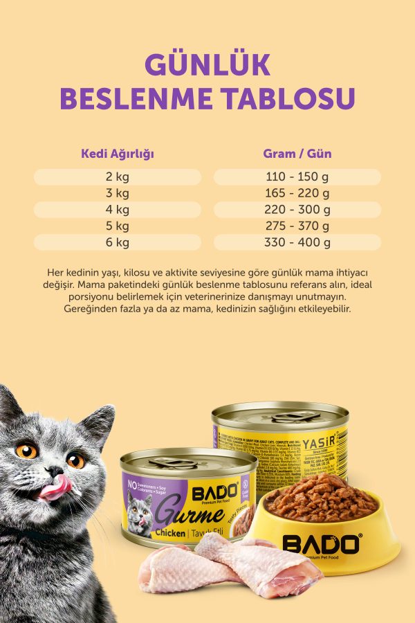 Bado Gurme Yaş Yetişkin Kedi Maması Tavuklu 85 Gr