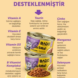 BADO GURME YAŞ YETİŞKİN KEDİ MAMASI TAVUKLU 85 GR 12 ADET - Görsel 8