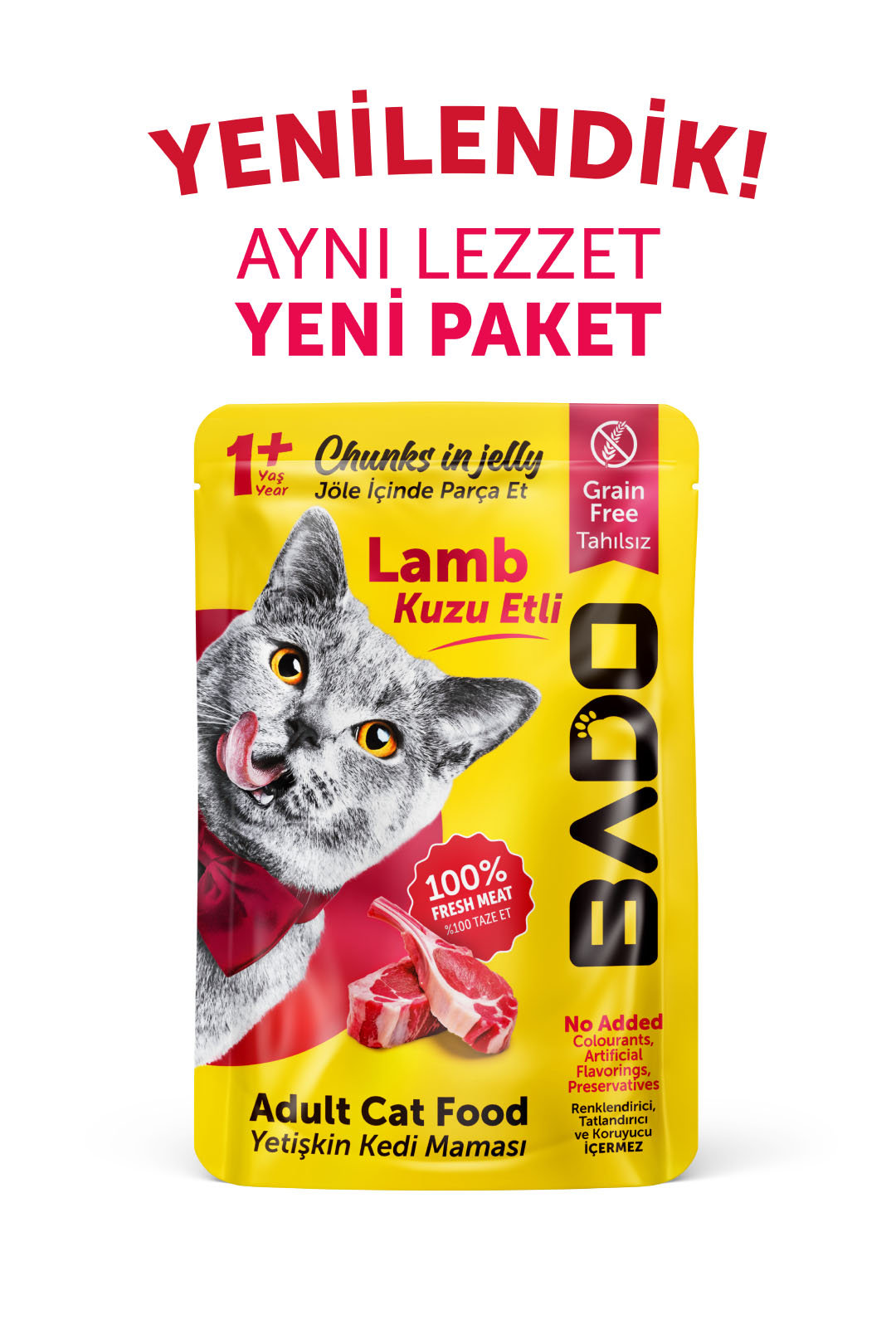 Bado Yetişkin Kedi Yaş Maması Kuzu Etli 85GR - Görsel 3