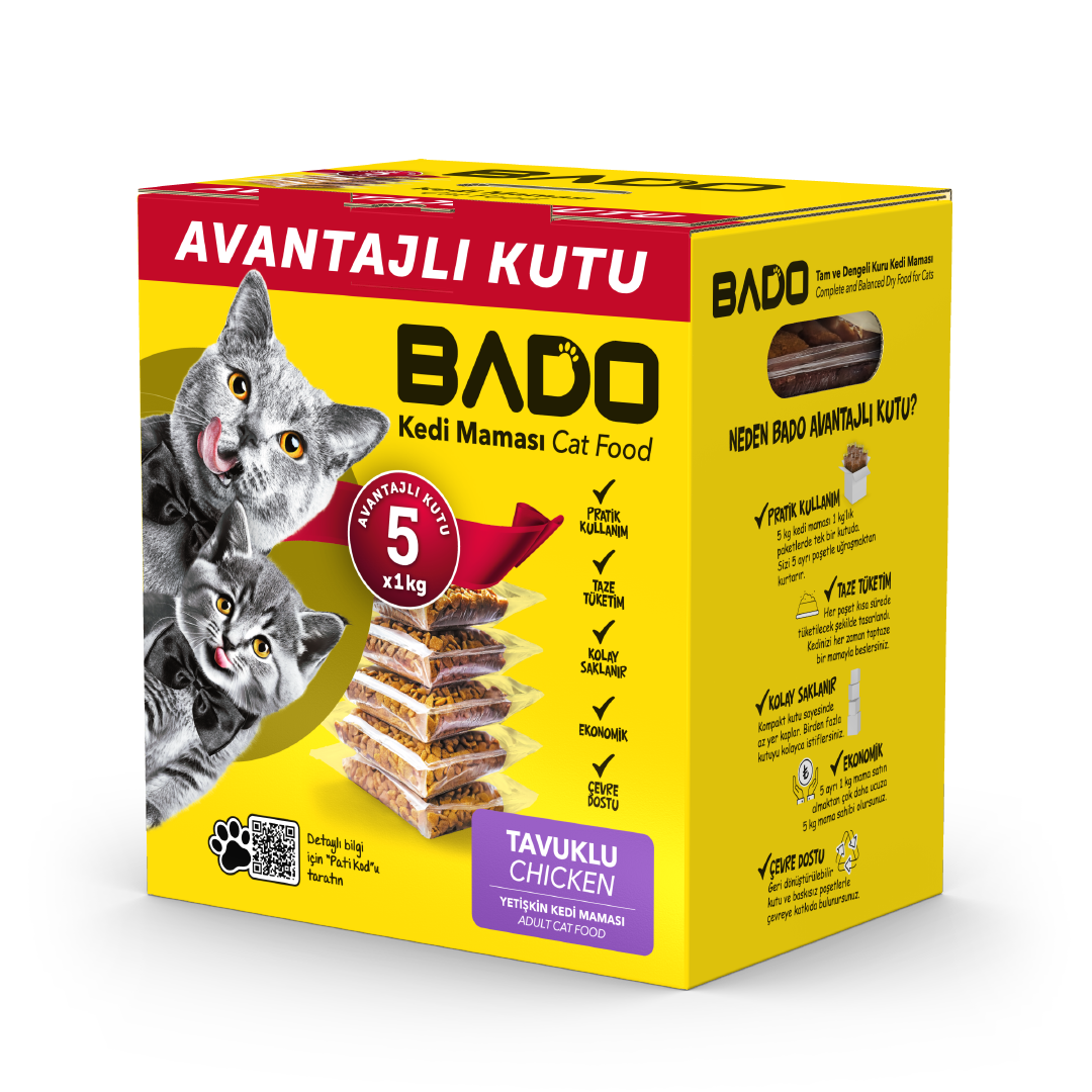 Bado Yetişkin Kedi Maması Tavuklu 5x1kg - Görsel 2