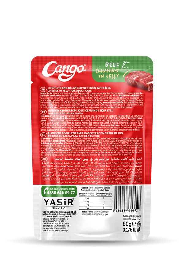 Cango Yaş Yetişkin Kedi Maması Etli Biftekli 80 GR