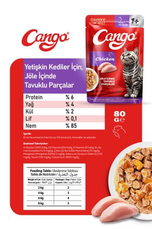 Cango Yaş Yetişkin Kedi Maması Tavuk Etli 80 GR 24 Adet - Görsel 4