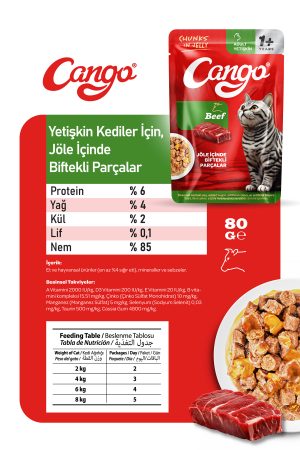 Cango Yaş Yetişkin Kedi Maması Etli Biftekli 80 GR - Görsel 3