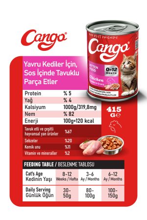 Cango Yavru Yaş Kedi Maması Tavuklu 415Gr 36Lı - Görsel 3