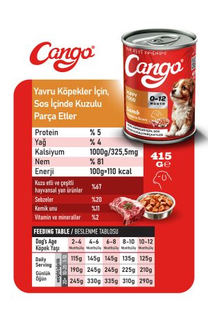 Cango Yavru Yaş Köpek Maması Kuzu Etli 415Gr 6Lı - Görsel 3