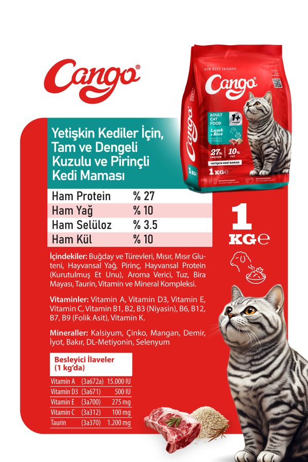 Cango Yetişkin Kedi Maması Kuzu Etli 1KG