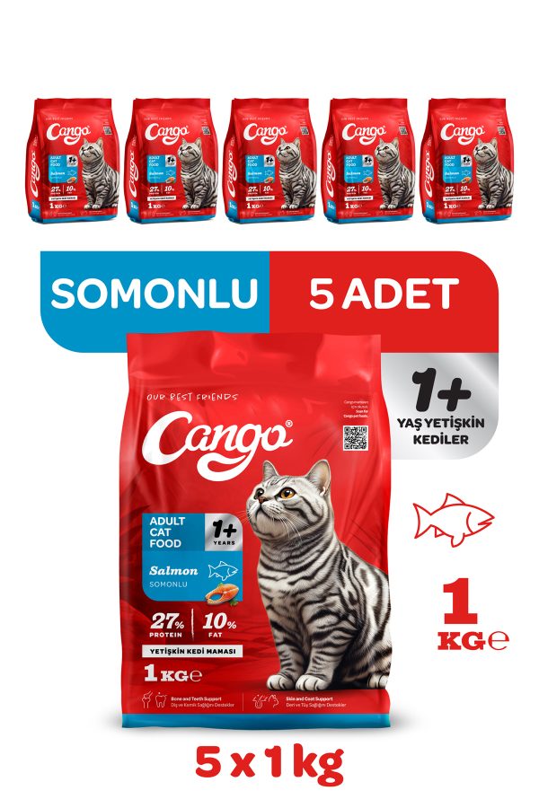 Cango Yetişkin Kedi Maması Somonlu 1 Kg 5'li