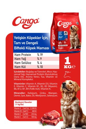 Cango Yetişkin Köpek Maması Etli (Biftekli) 1KG - Görsel 3