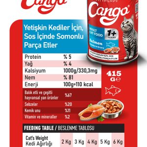 Cango Yetişkin Yaş Kedi Maması Somonlu 415Gr 6Lı - Görsel 3