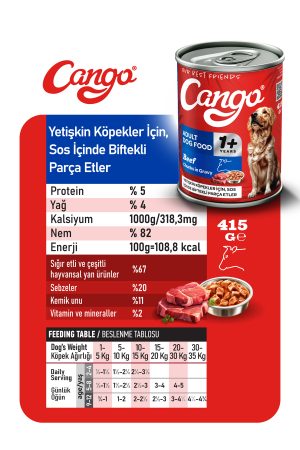 Cango Yetişkin Yaş Köpek Maması Etli Biftekli 415Gr - Görsel 2