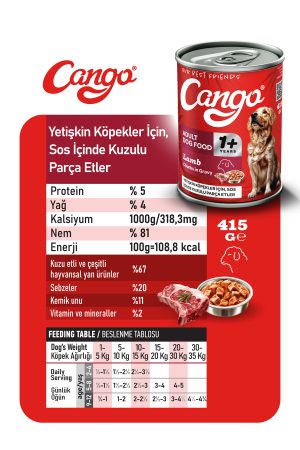 Cango Yetişkin Yaş Köpek Maması Kuzu Etli 415Gr 12Li - Görsel 3