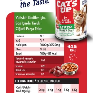 Cats Up Yaş Yetişkin Kedi Maması Ciğerli 415gr 36Lı - Görsel 3