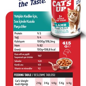 Cats Up Yaş Yetişkin Kedi Maması Kuzu Etli 415gr 12Li - Görsel 3