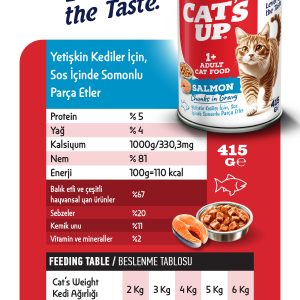 Cats Up Yaş Yetişkin Kedi Maması Somonlu 415gr 36Lı - Görsel 3