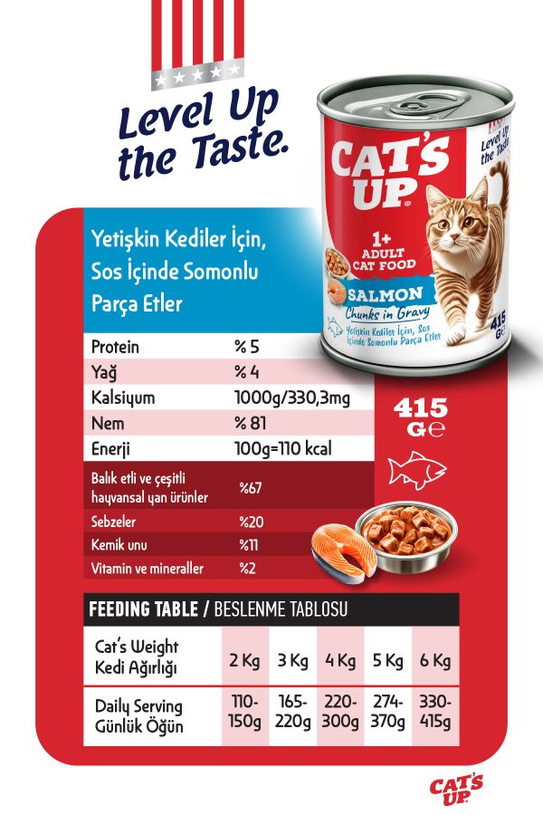 Cats Up Yaş Yetişkin Kedi Maması Somonlu 415gr 36Lı