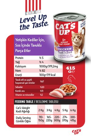 Cats Up Yaş Yetişkin Kedi Maması Tavuklu 415gr 24Lü - Görsel 3