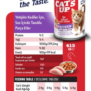 Cats Up Yaş Yetişkin Kedi Maması Tavuklu 415gr 6Lı - Görsel 3