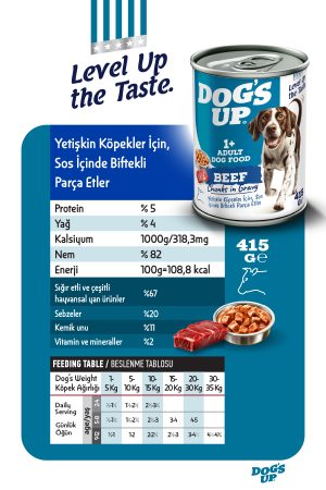 Dogs Up Yaş Yetişkin Köpek Maması Biftekli 415gr 6Lı - Görsel 3