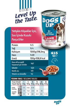 Dogs Up Yaş Yetişkin Köpek Maması Kuzu Etli 415gr 12Li - Görsel 3