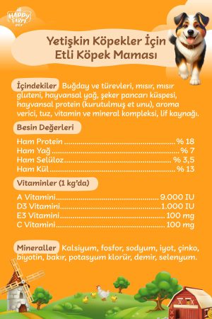 Happy Farm Etli Köpek Maması 15Kg - Görsel 5