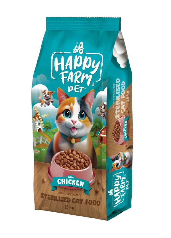 Happy Farm Kısırlaştırılmış Kedi Maması Tavuk Etli 15 Kg