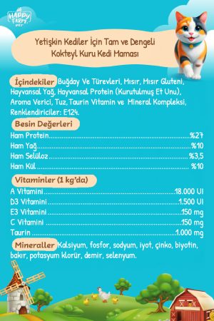Happy Farm Yetişkin Kedi Maması Kokteyl 15 KG - Görsel 3