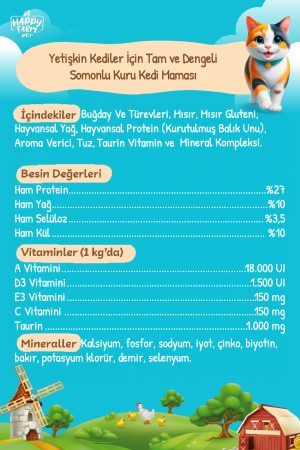 Happy Farm Yetişkin Kedi Maması Somonlu 15 KG - Görsel 3