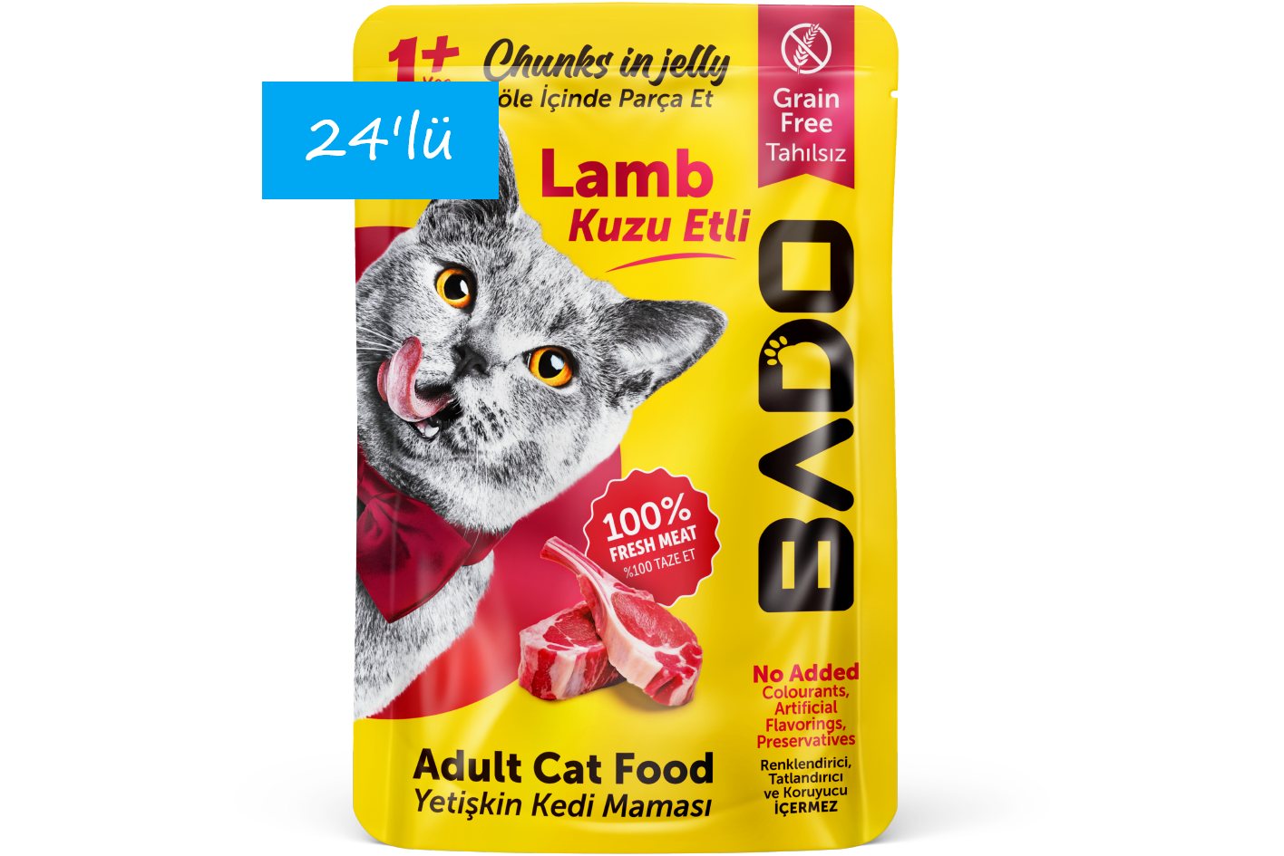 Bado Yetişkin Yaş Kedi Maması Kuzu Etli 85Gr 24