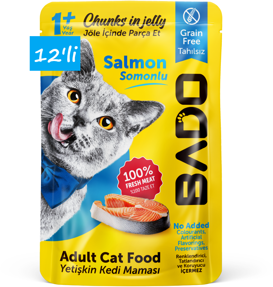 Bado Yetişkin Yaş Kedi Maması Somonlu 85Gr 12