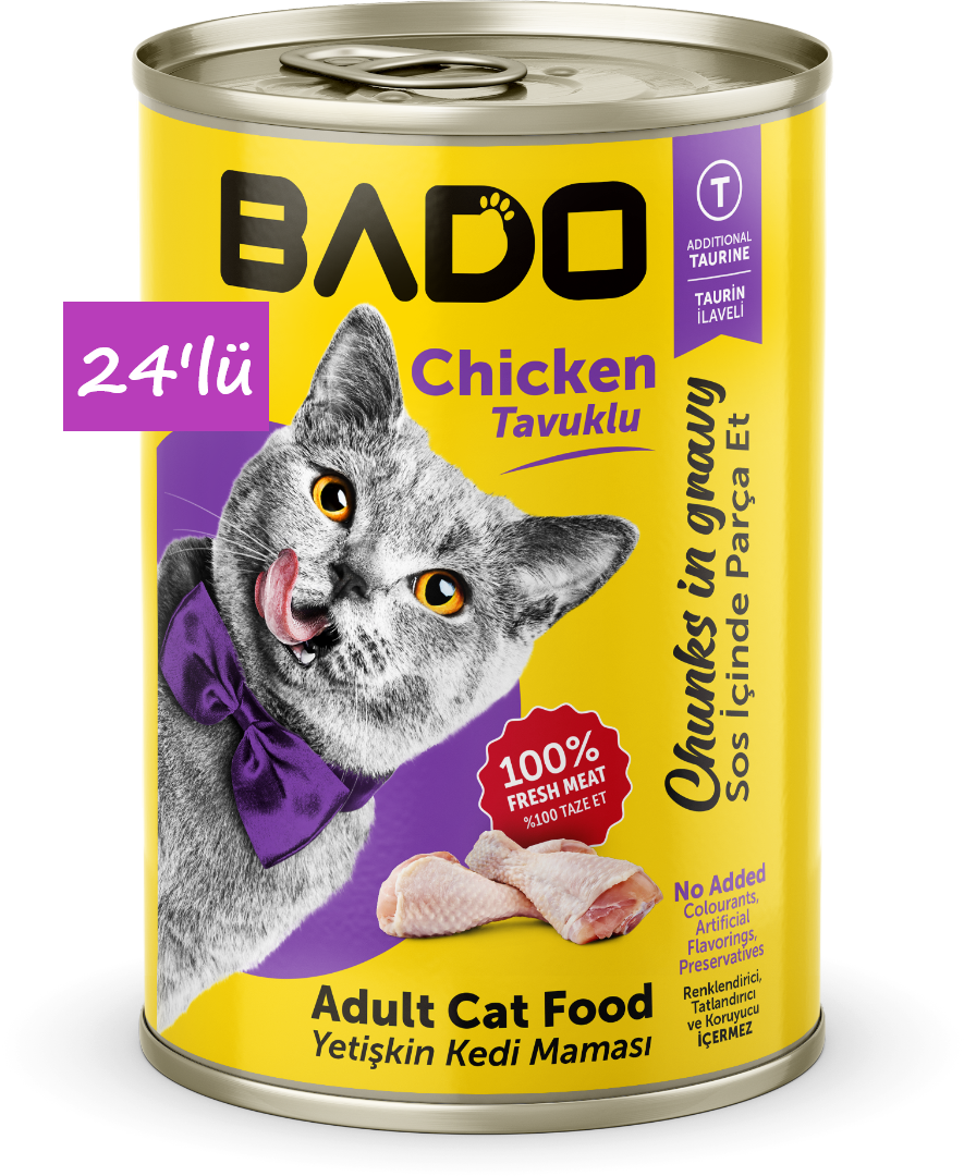 Bado Yetişkin Yaş Kedi Maması Tavuk Etli 400Gr 24